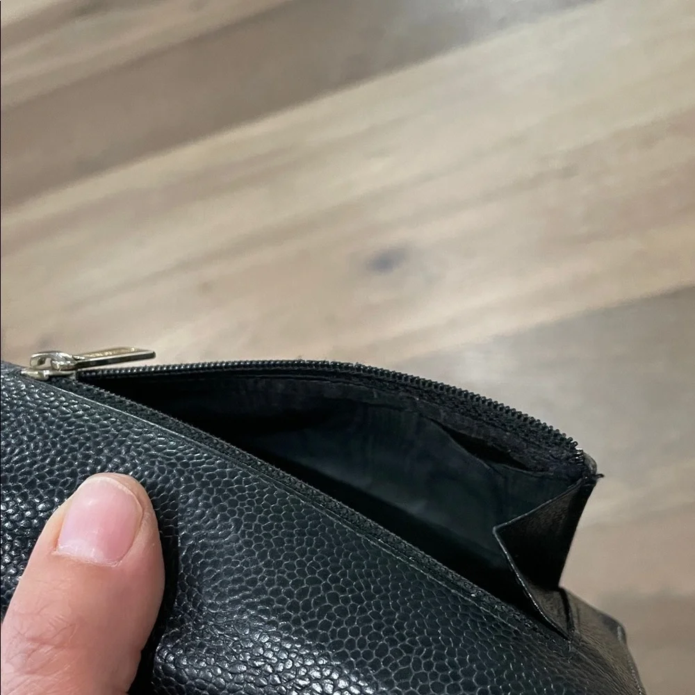 CHANEL Caviar Black Trifold Wallet